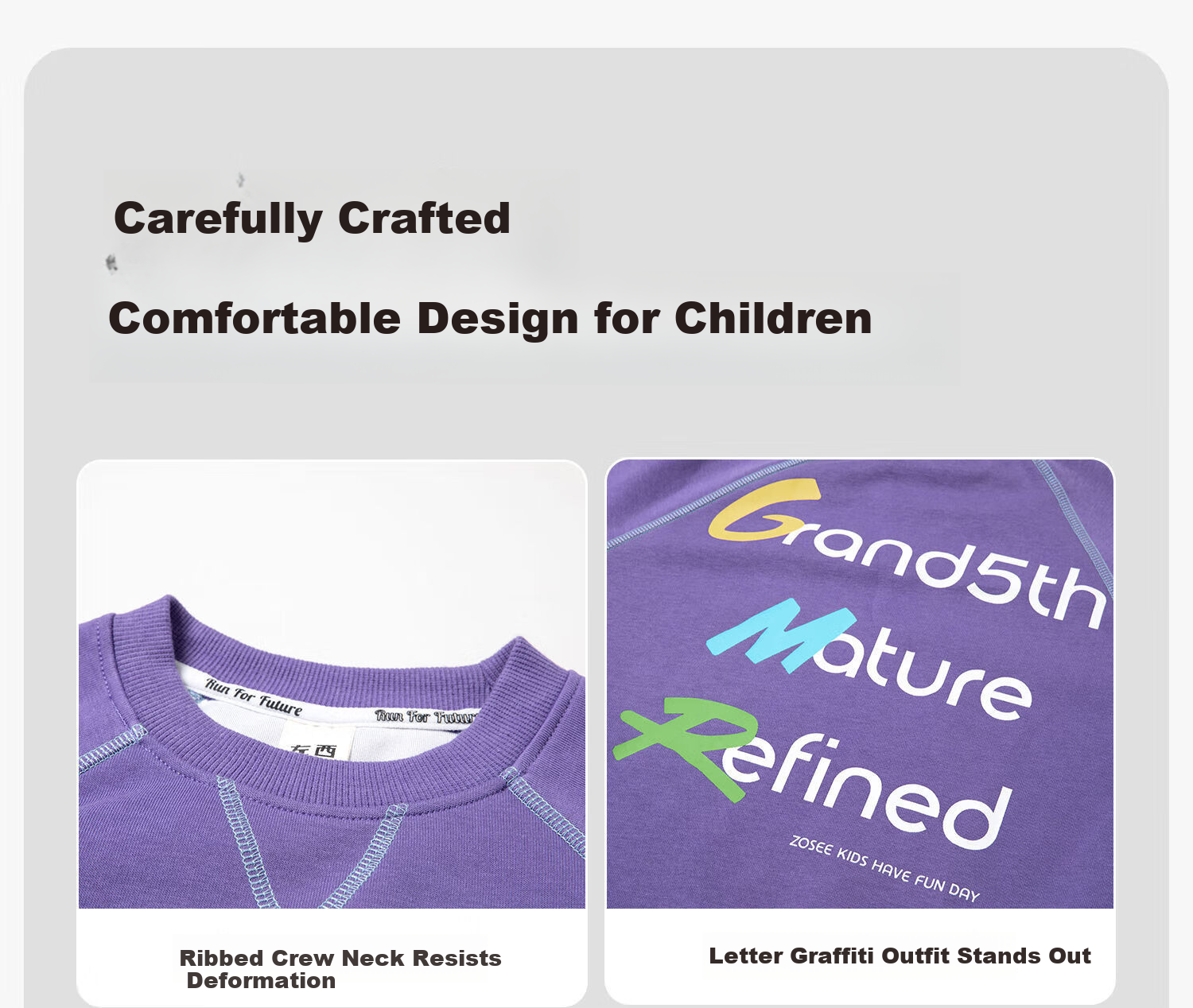 Zuo Xi Kids Boys Sweatshirt 2026 New Spring Children's Letter Graffiti Sports Top Light Gray 165 10